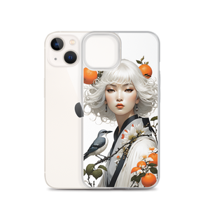 Beauty Lady with Orange and Bird iPhone Case