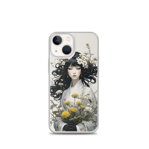 Oriental Lady with Yellow Flowers iPhone Case