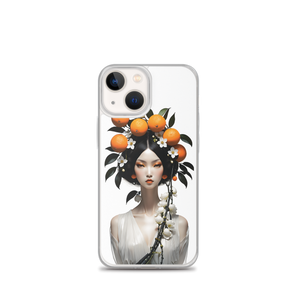 Beauty Lady with Orange Fruits iPhone Case