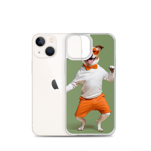 Funny Dancing Dog Green iPhone Case