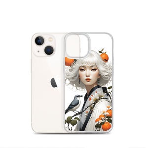 Beauty Lady with Orange and Bird iPhone Case