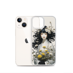 Oriental Lady with Yellow Flowers iPhone Case