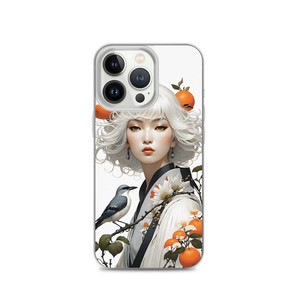 Beauty Lady with Orange and Bird iPhone Case