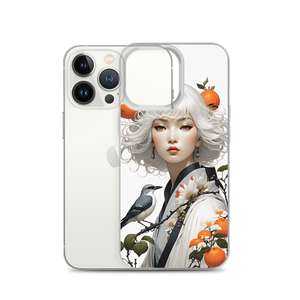 Beauty Lady with Orange and Bird iPhone Case