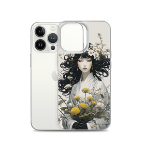 Oriental Lady with Yellow Flowers iPhone Case