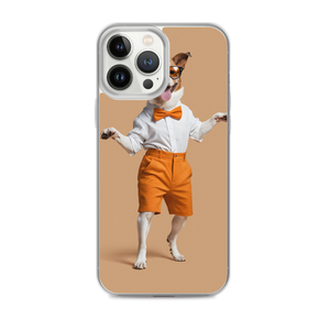 Happy Dancing Dog Beige iPhone Case