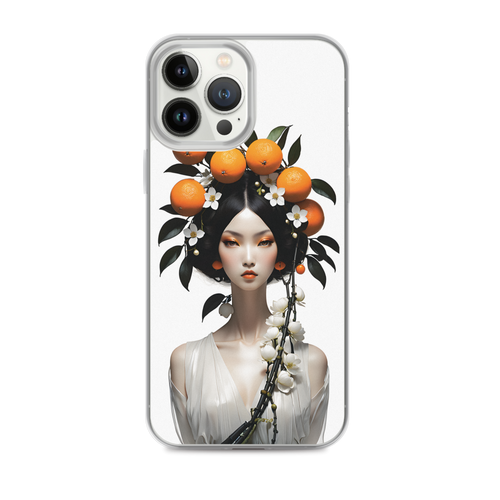 Beauty Lady with Orange Fruits iPhone Case