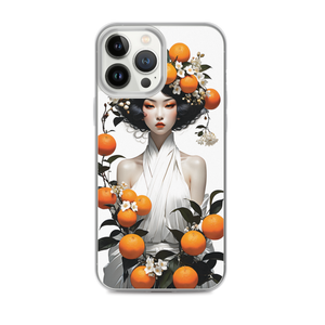 Oriental Lady with Orange Fruits iPhone Case