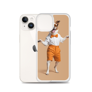 Happy Dancing Dog Beige iPhone Case