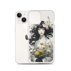 Oriental Lady with Yellow Flowers iPhone Case