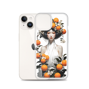 Oriental Lady with Orange Fruits iPhone Case