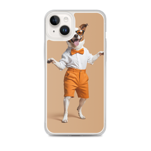 Happy Dancing Dog Beige iPhone Case