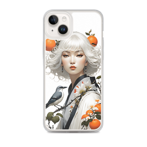 Beauty Lady with Orange and Bird iPhone Case