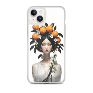 Beauty Lady with Orange Fruits iPhone Case