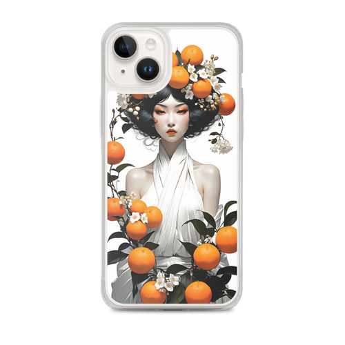 Oriental Lady with Orange Fruits iPhone Case