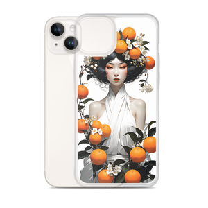 Oriental Lady with Orange Fruits iPhone Case