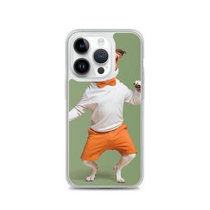 Funny Dancing Dog Green iPhone Case