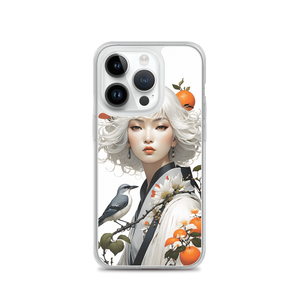 Beauty Lady with Orange and Bird iPhone Case