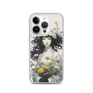 Oriental Lady with Yellow Flowers iPhone Case