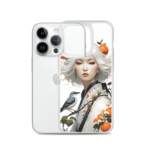 Beauty Lady with Orange and Bird iPhone Case