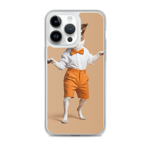 Happy Dancing Dog Beige iPhone Case