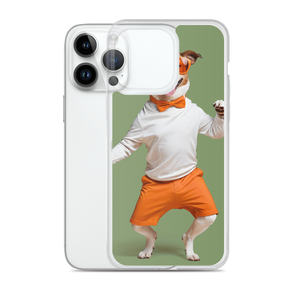 Funny Dancing Dog Green iPhone Case