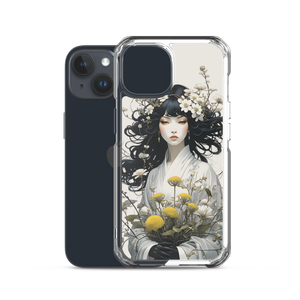 Oriental Lady with Yellow Flowers iPhone Case