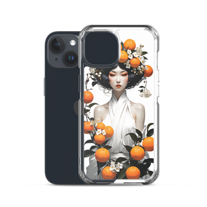 Oriental Lady with Orange Fruits iPhone Case