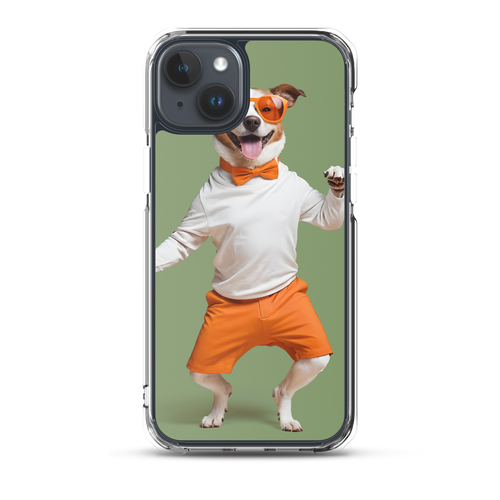 Funny Dancing Dog Green iPhone Case