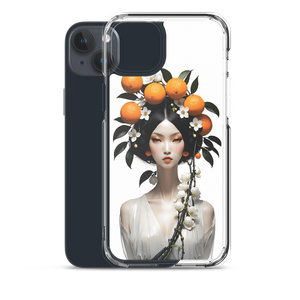 Beauty Lady with Orange Fruits iPhone Case