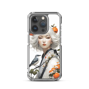 Beauty Lady with Orange and Bird iPhone Case