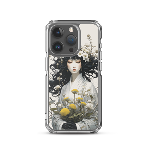 Oriental Lady with Yellow Flowers iPhone Case