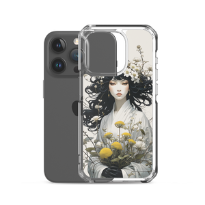 Oriental Lady with Yellow Flowers iPhone Case