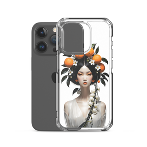 Beauty Lady with Orange Fruits iPhone Case