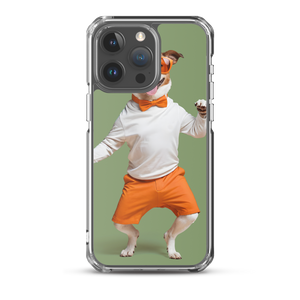 Funny Dancing Dog Green iPhone Case