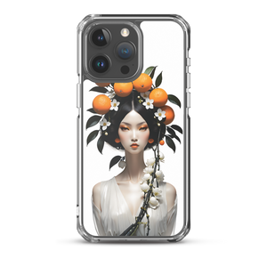 Beauty Lady with Orange Fruits iPhone Case