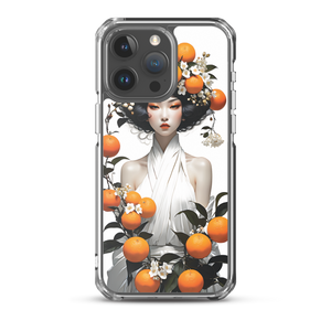 Oriental Lady with Orange Fruits iPhone Case