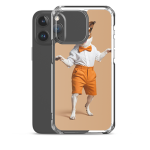 Happy Dancing Dog Beige iPhone Case