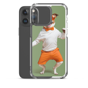 Funny Dancing Dog Green iPhone Case