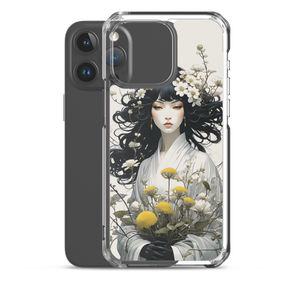 Oriental Lady with Yellow Flowers iPhone Case