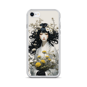 Oriental Lady with Yellow Flowers iPhone Case