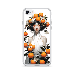 Oriental Lady with Orange Fruits iPhone Case