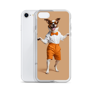 Happy Dancing Dog Beige iPhone Case