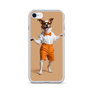 Happy Dancing Dog Beige iPhone Case