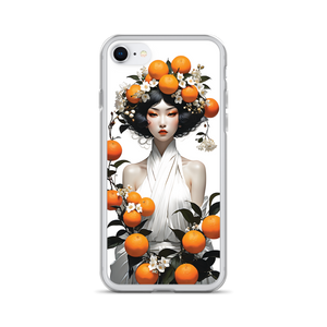 Oriental Lady with Orange Fruits iPhone Case