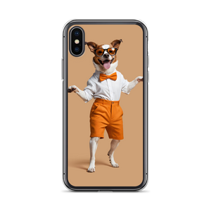 Happy Dancing Dog Beige iPhone Case