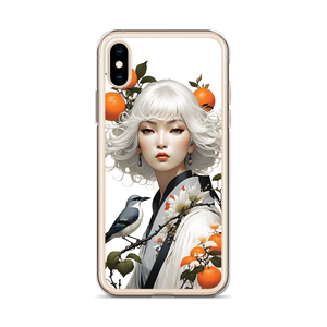 Beauty Lady with Orange and Bird iPhone Case