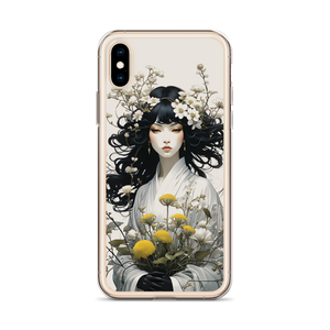 Oriental Lady with Yellow Flowers iPhone Case