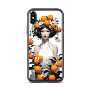 Oriental Lady with Orange Fruits iPhone Case