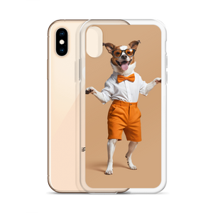 Happy Dancing Dog Beige iPhone Case